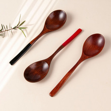 新款木质大汤勺公勺批发彩柄餐具高颜值勺子日式楠木老漆圆口木勺