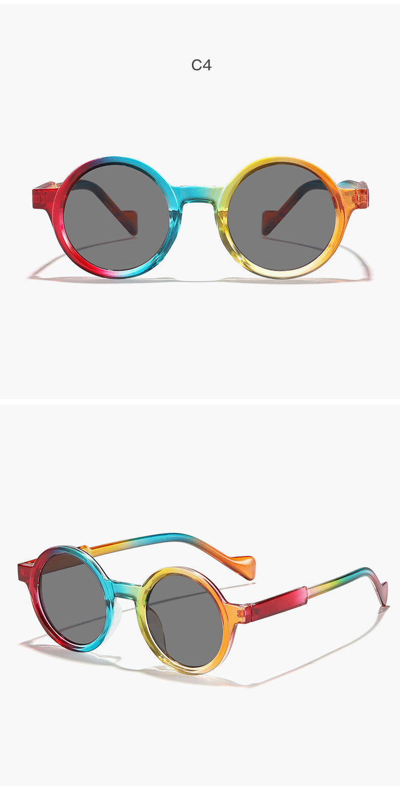 Simple Style, Classic Style Style Grey, Black Color Simple Style Classic Style Color Block Ac UV400 Protection Round Frame Full Frame Women's Sunglasses
