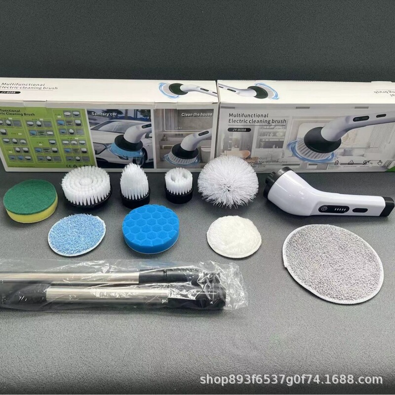 Cross-border handheld multifunctional wireless long handle electric cleaning brush household automatic rotating toilet floor washing artifact