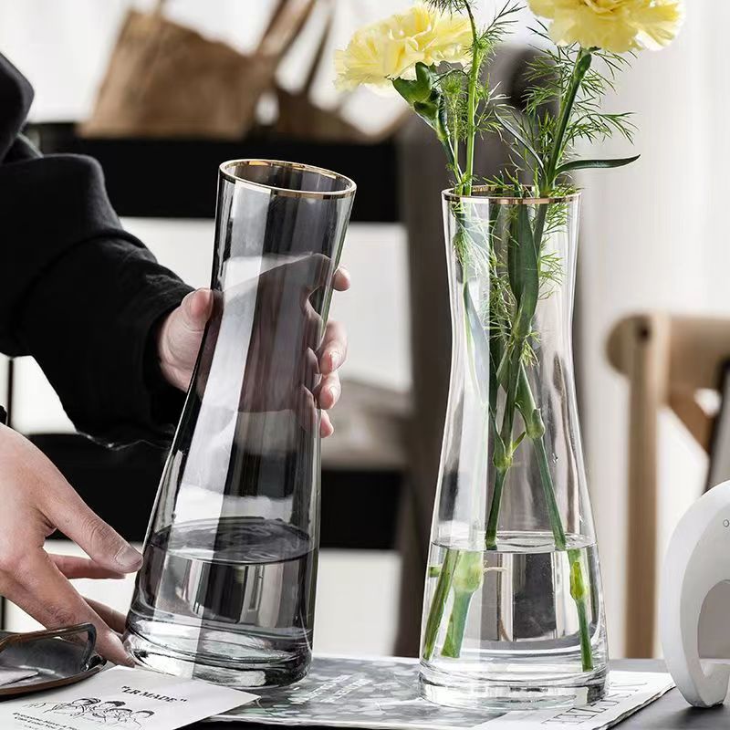 Estilo Europeo simple creativo florero de vidrio ins estilo decoración del hogar sala de estar florero de alta calidad arreglo floral