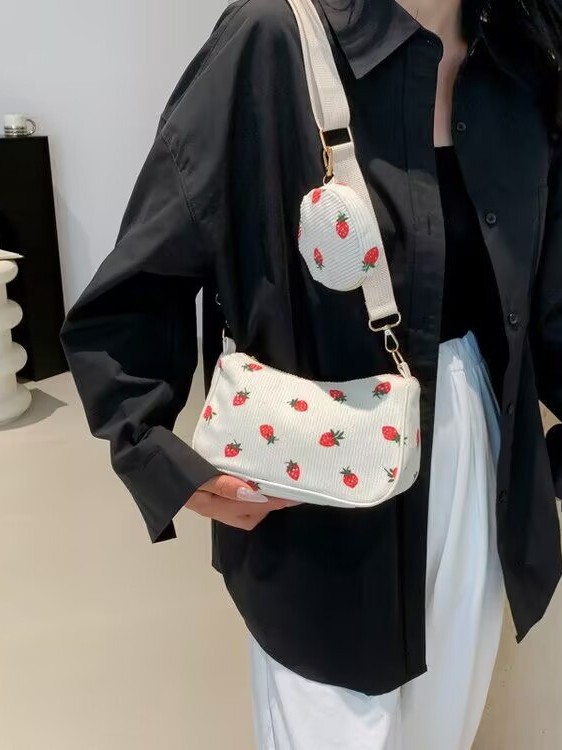 草莓个性2025秋季新款时尚ins包包清新可爱百搭单肩腋斜挎子母包|undefined