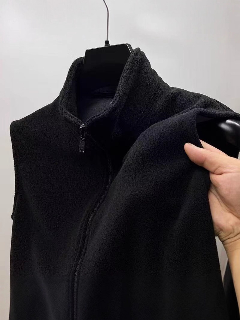 Chaleco Térmico de Cierre con Cuello Alto para Hombre de Tela Polar para Uso Casual