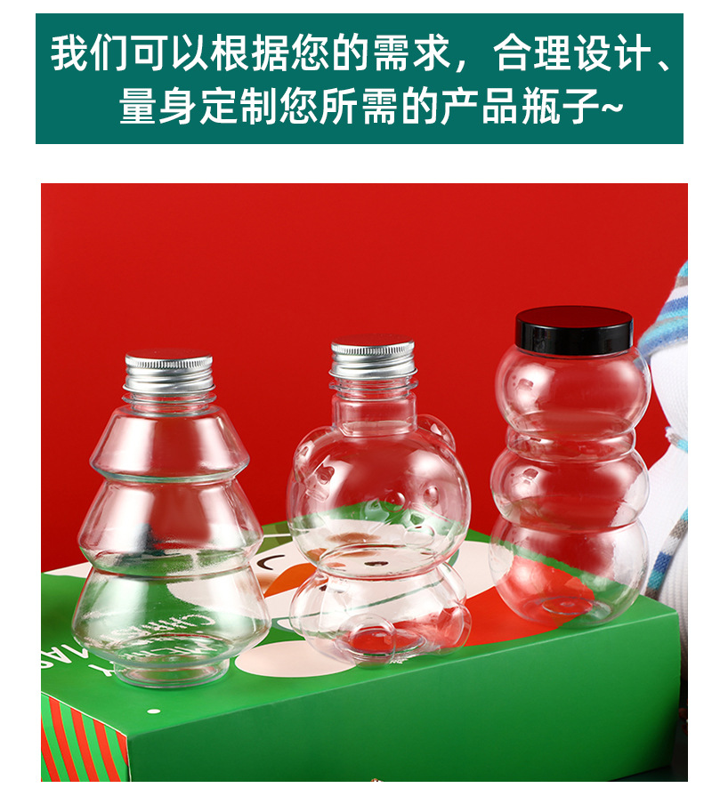 网红ins风圣诞新款食品包装罐饮料瓶pet透明塑料罐广口糖果分装罐详情8