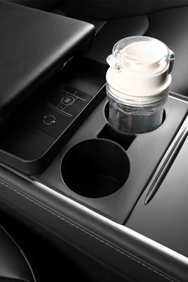 Suitable for Tesla Model3/Y central control car water cup holder water cup stopper silicone coaster interior storage slot (Car cup holder/beverage holder) - black-model-3