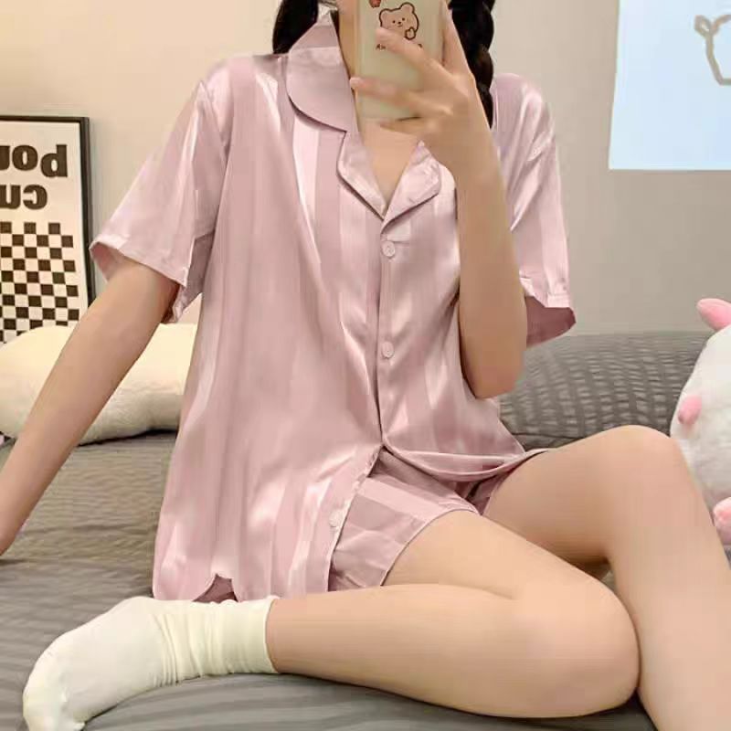 더블 쇼트#분홍색 줄무늬