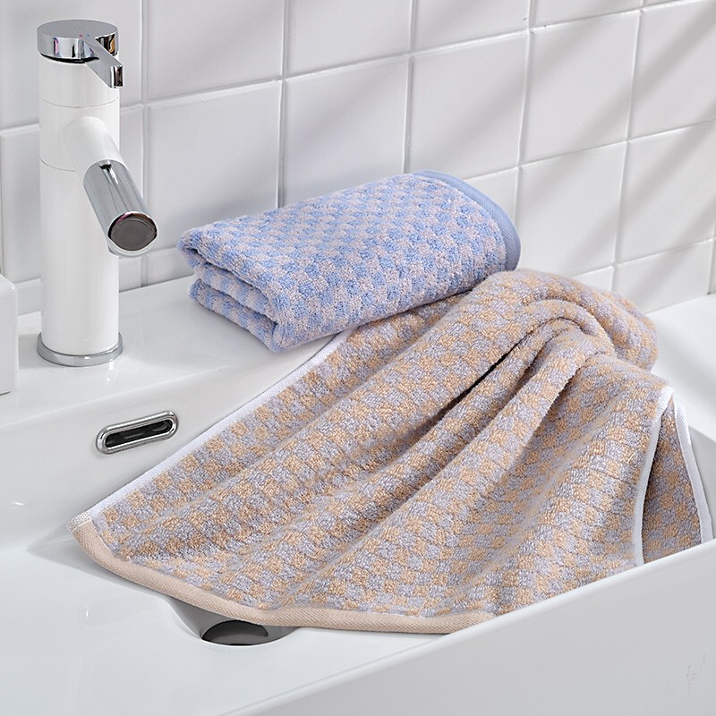 Wholesale jieliya towel 7524 small plaid pure cotton face towel household first-class soft absorbent comfortable blue