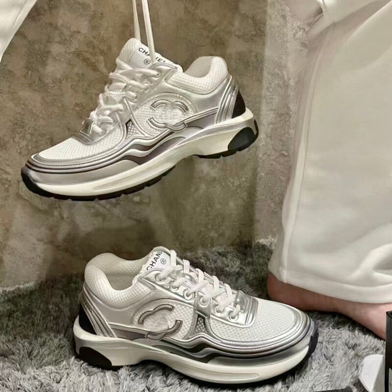 Cross-Border 23C Gold and Silver Dad Shoes 2026 New Style Chanel-Inspired Height-Increasing Casual Shoes for Men and Women Couples Korean Version Shoes