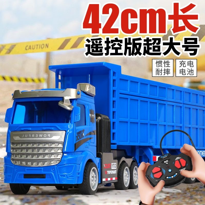 Boy's Remote Control Semi-trailer Toy Car Rc Electric Truck Simulation...