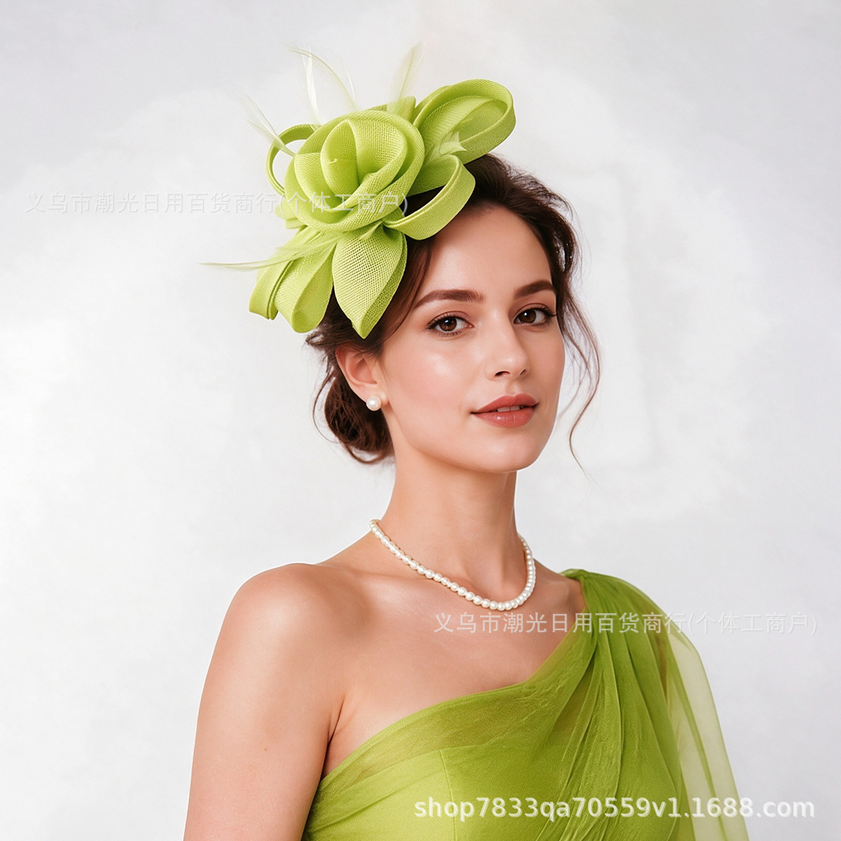 Amazon's New Bow Feather Headpiece Bridal Hair Accessory Bridal Hat Horse Racing Festival Linen Headpiece Hair Accessory