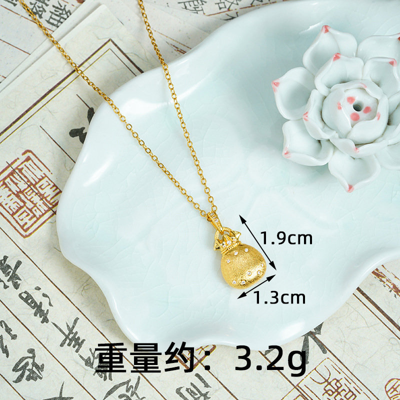 Nuevos colgantes de oro antiguos Fasha retro bolsas de dinero con diamantes huecos colgantes de bolsas de bendición para niños no se desvanecen accesorios al por mayor