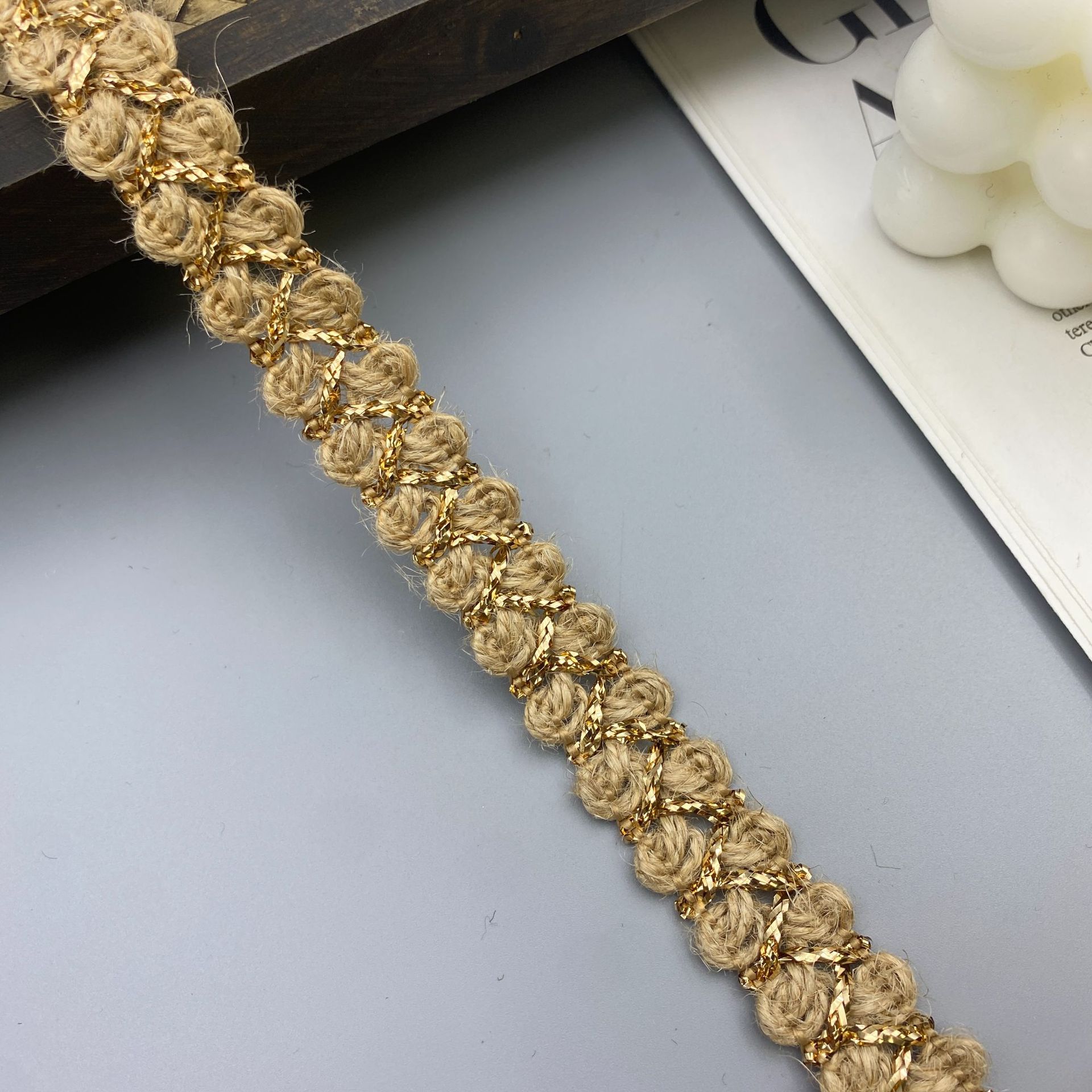 Otoño e invierno nuevo estilo fragancia pequeña cáñamo algodón encaje tejido bricolaje ropa adecuada puños falda accesorios de sombrero