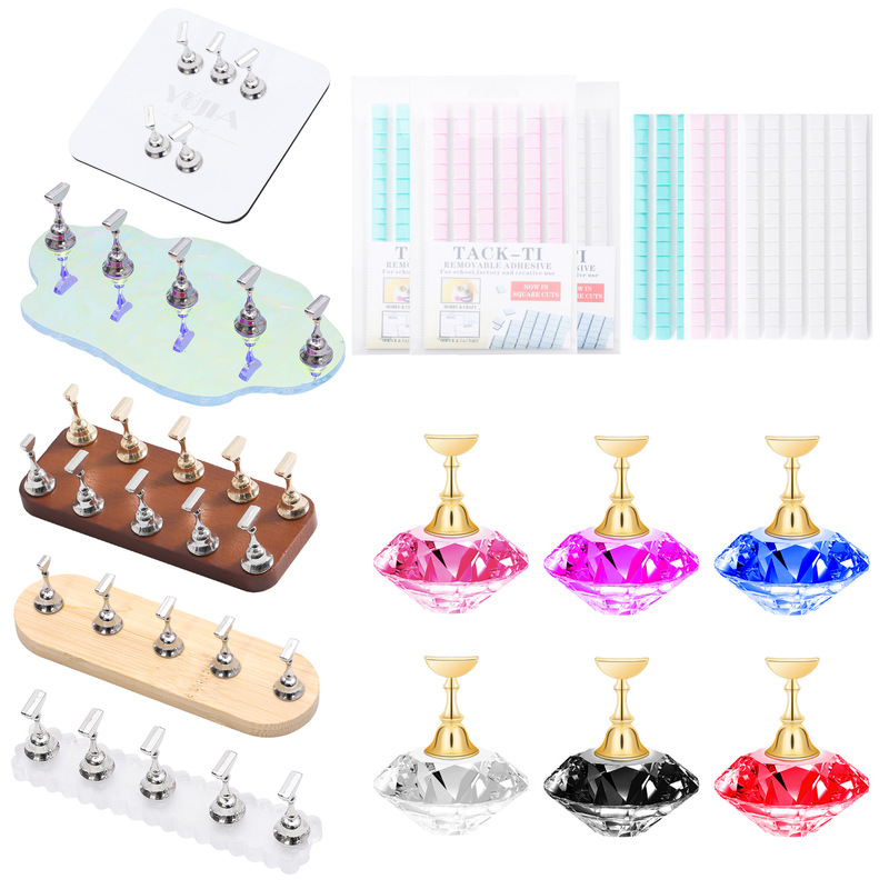 Cross-Border Nail Practice Nail Holder, Log Crystal Acrylic Nail Holder Base, Nail Clay Display Tool