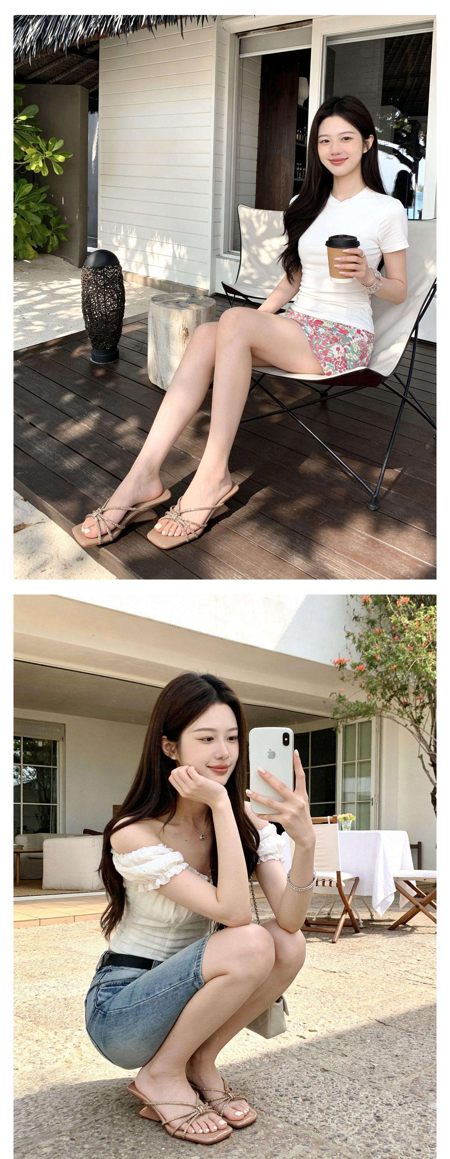 Sandal cao gót nữ mũi vuông quai ngang đính đá pha lê gót xuồng 9 cm — màu đen, màu trắng ngà, màu nude chi tiết 21