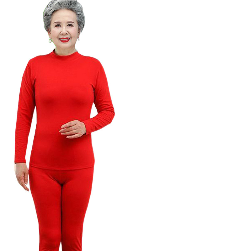 여성 면 레드 슈트 가을 겨울 신상 가을 옷 가을 바지 어머니 가정복 중년 노인 열 속옷 스타킹