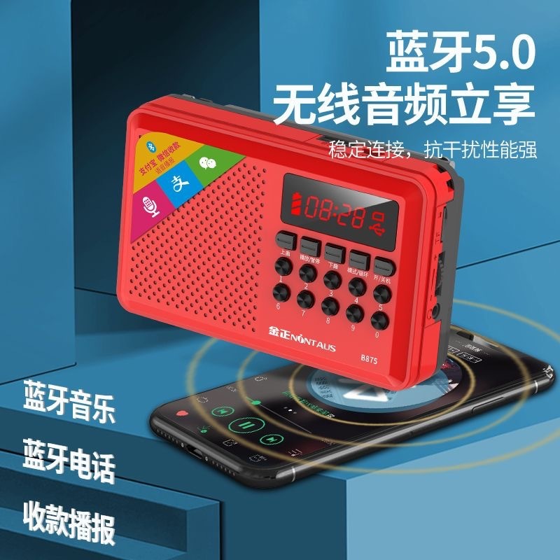 高齢者向け多機能ラジオカード半導体 FM 音楽プレーヤーポータブルオーディオ MP3 Jinzheng B875|undefined
