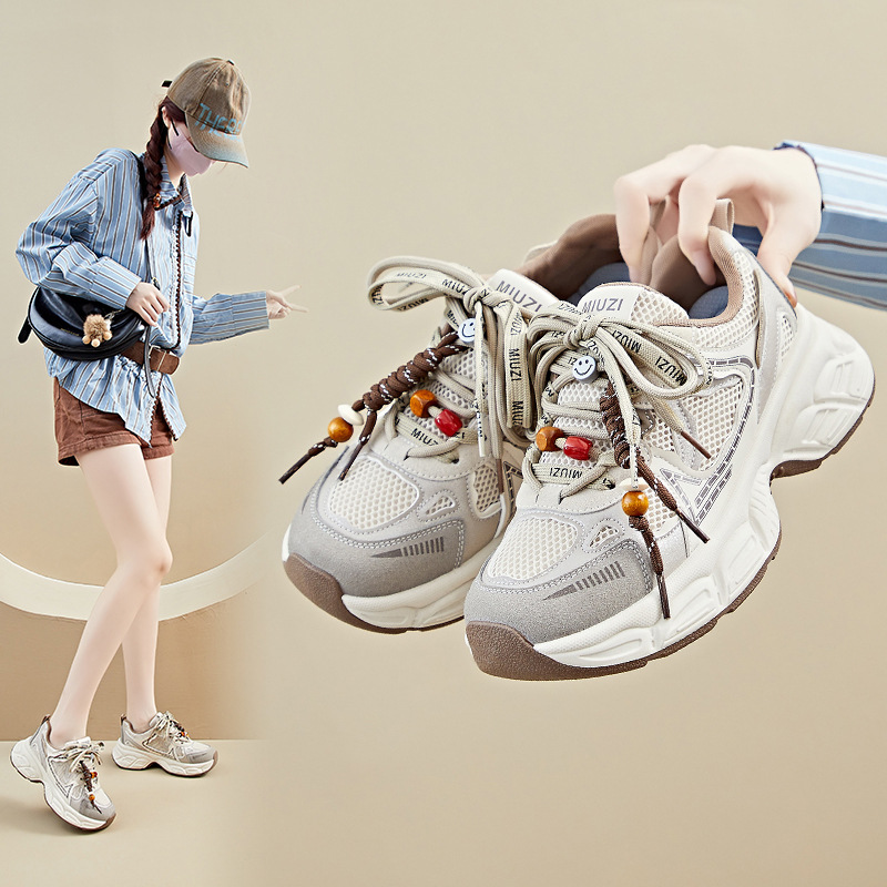 Ins Korean Version of the New Dad Shoes for Women 2026 Spring Student Sports Running Casual Shoes Thick Sole Heightening Bn1003