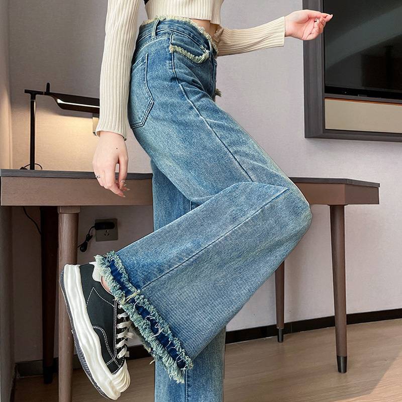 2025 新しい女性用ワイドレッグジーンズ、夏用、薄手、ゆったり、トレンディ、多用途、白いドレープ、ハイウエスト、フロアレングスパンツ|undefined