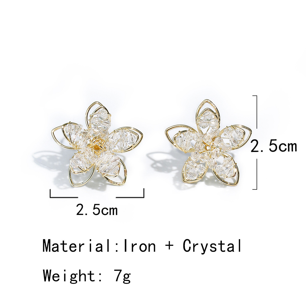 All Seasons Season Women's Gender 1 Pair Elegant Streetwear Flower Plating Artificial Crystal Iron Ear Studs