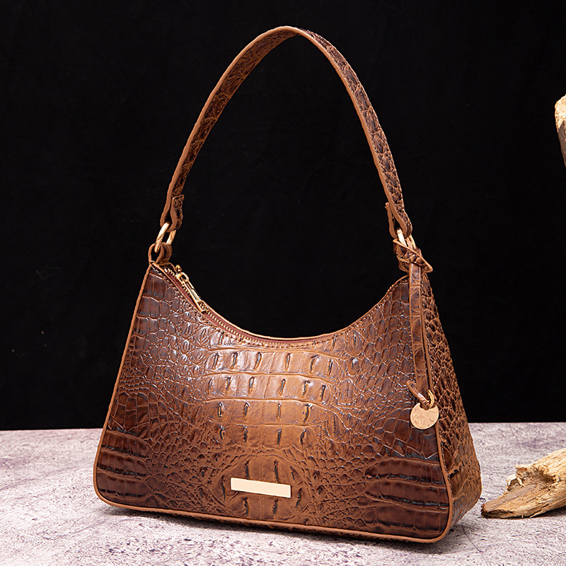 Retro Portable Underarm Women's Bag Brahman Bump Crocodile Pattern_voghion.com