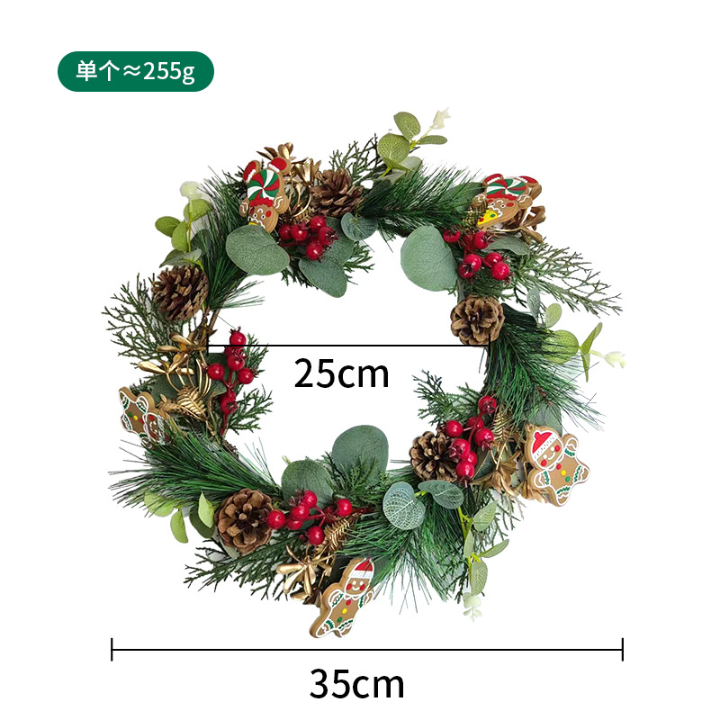 Adornos navideños, guirnaldas de piñas, flores decorativas de bolas rojas, puertas de guirnaldas de agujas de pino de alta gama, adornos de guirnaldas