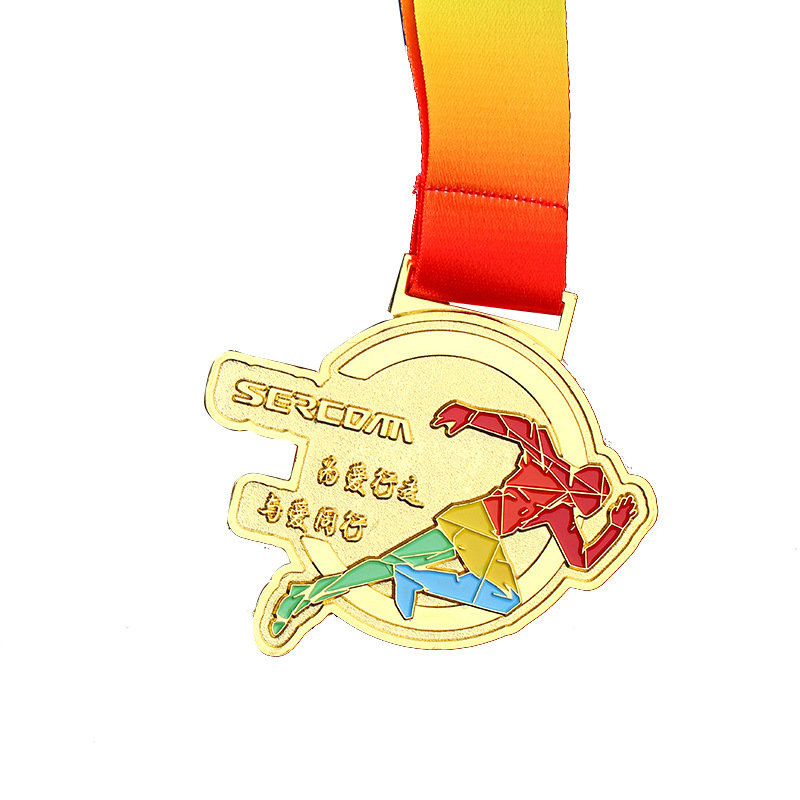 Fábrica en stock maratón en blanco creativo lista conmemorativa juegos lámina de oro medalla en forma especial logotipo personalizado