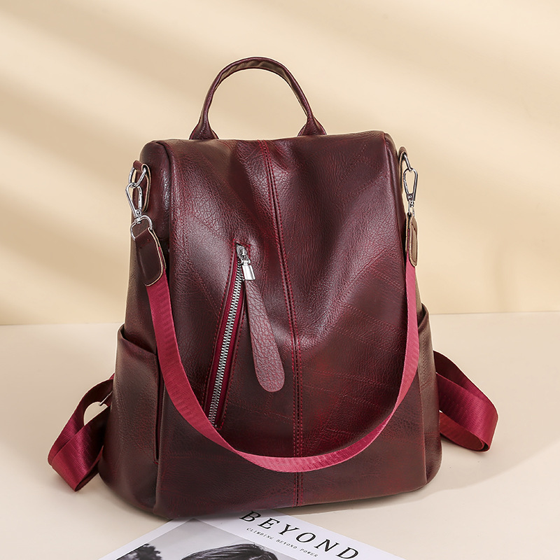 Mochila antirrobo de comercio exterior para mujer 2022 nueva mochila de viaje de doble uso al aire libre de gran capacidad de cuero suave casual al por mayor de moda