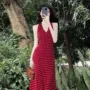 挂脖波点海边绝美连衣裙