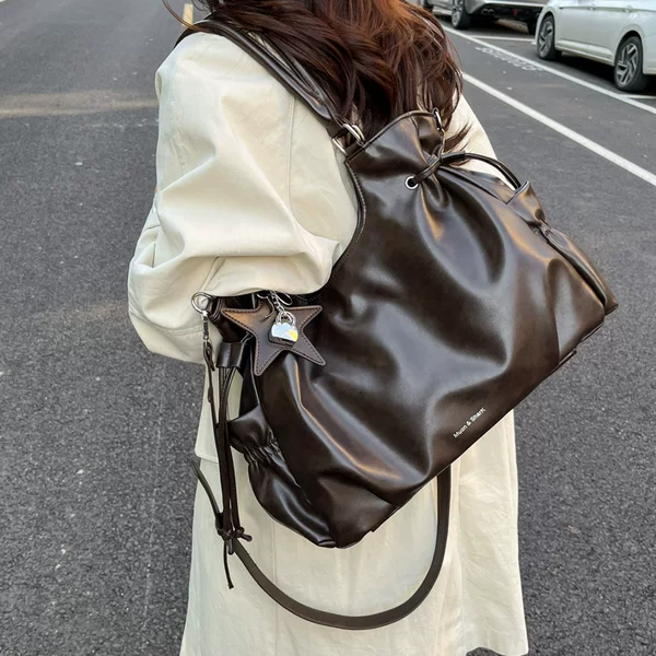 Cross-Border Large-Capacity Casual Simple Tote Bag 2025 Fashionable Women's Everyday Stylish Commuter Shoulder Crossbody Bag