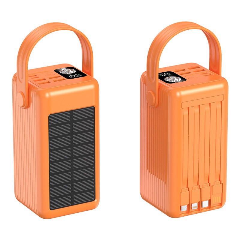 Nuevo tesoro de carga solar de 100000 mAh de capacidad súper grande con cable de carga súper rápida fuente de alimentación móvil al aire libre