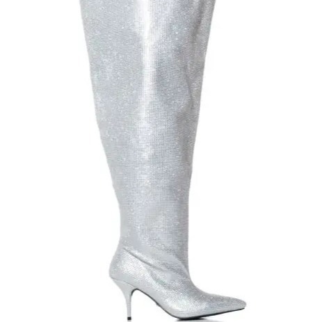 Cross-border independent station ins fashion catwalk stiletto heel loose rhinestone BlingBling women's Boots Boots