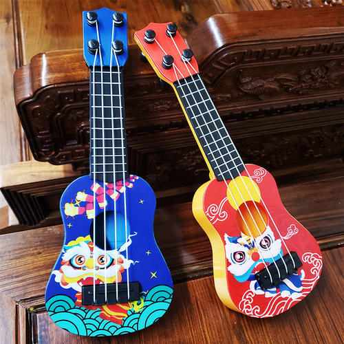 New children's mini guitar model Cartoon awakening lion can play simulated ukulele musical instrument toy enlightenment