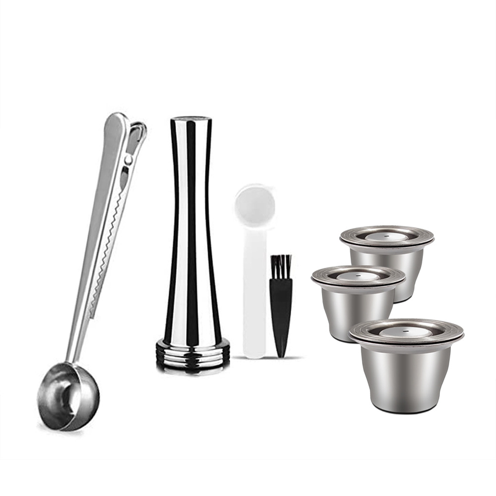 Nestle Nespresso Cápsula de café Shell filtro reutilizable con creativo cuchara de acero inoxidable martillo