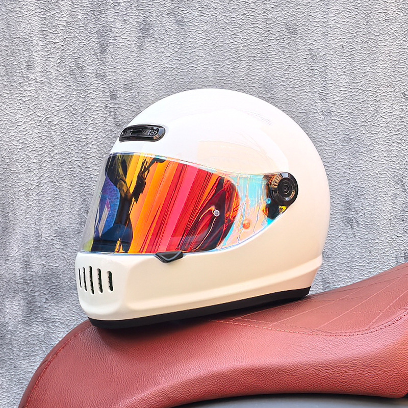 Orz Motocicleta Retro Casco completo Hombre Invierno Personalidad Cool Mujer Nacional Tendencia Crucero Coche Retro Casco Cuatro estaciones Universal