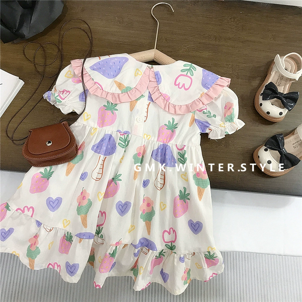Summer short sleeve dress, children's skirt, cute small princess costume