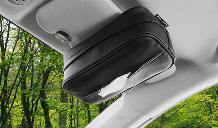 Car-Mounted Tissue Box, Leather Pu Car Tissue Holder, Hanging Tissue Bag, Regular Style, Cross-Border In-Stock