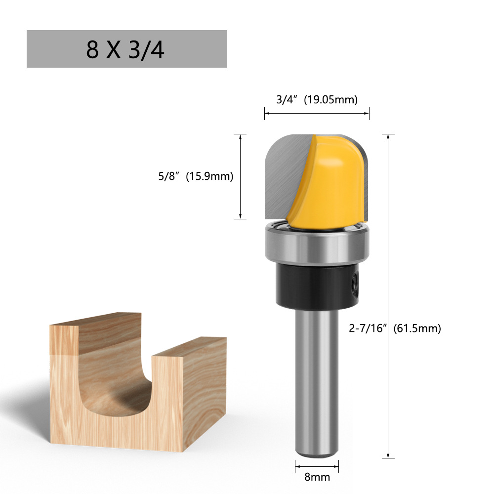 8-MANGO imitación profundo redondo inferior cuchillo baquelita fresado redondo inferior lineal cuchillo máquina de grabado ojo de la cerradura cuchillo carpintería fresado cortador de tres piezas conjunto