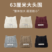 猫耳朵毛线帽子女秋冬季日系加绒加厚保暖针织帽防寒护耳包头帽