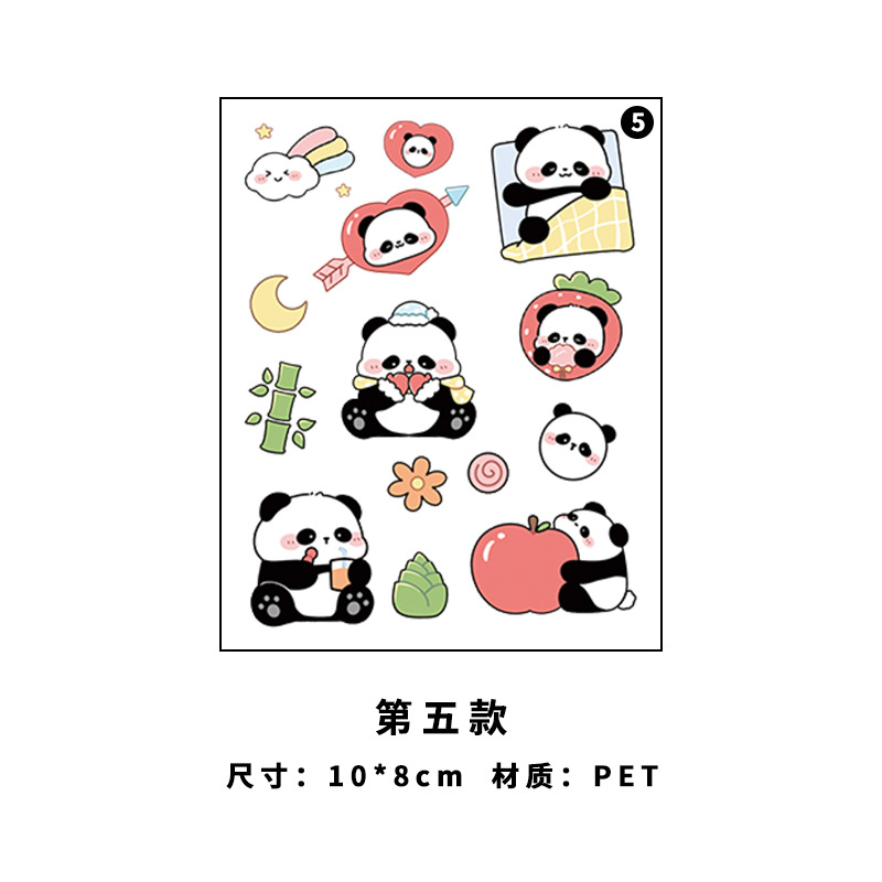 Cute dibujos animados de dibujos animados de panda pegatinas PET divertidas pegatinas autoadhesivas pegatinas de libro de mano pegatinas de panda impermeables