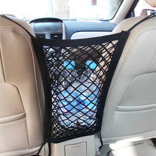 Car seat net storage bag, universal two-layer bag for trunk, seat cushion interval storage accessory, car storage gadget