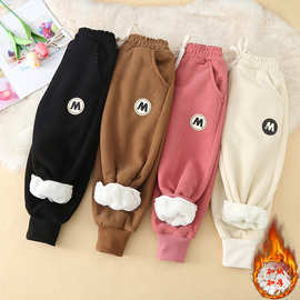 新款儿童加绒裤子2025秋冬季男女童宝宝加厚休闲裤外穿保暖长裤