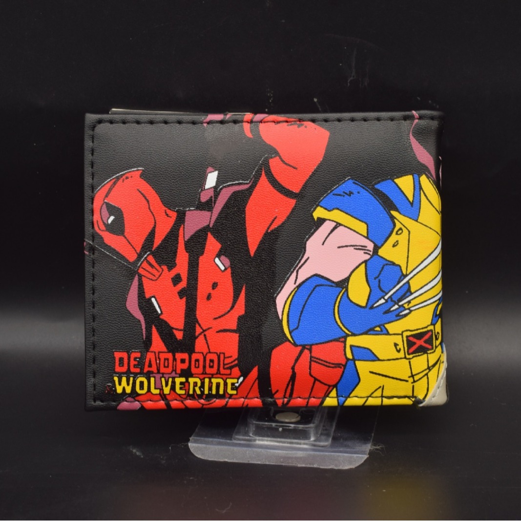 Superhéroes Deadpool Wolverine bolso de metal logo corto bolso de hombres y mujeres bolso de cambio de los Vengadores