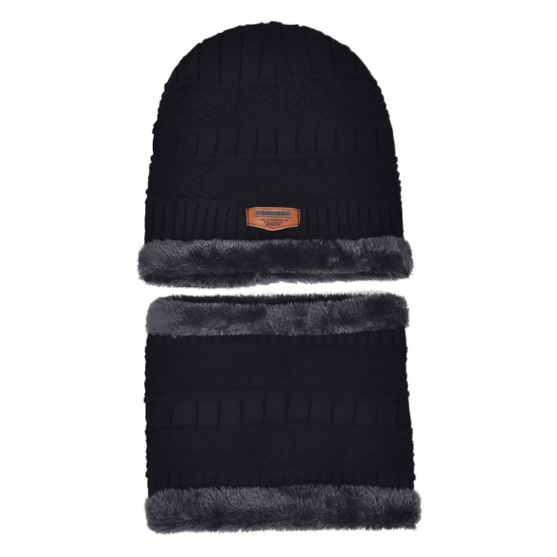 Conjunto de gorro y bufanda para hombre y mujer, gorro de lana tejido cálido para invierno, gorro de algodón estilo coreano con protección para las orejas, gorro de lana gruesa.