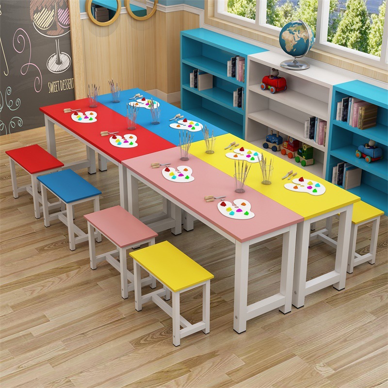 幼儿园小学生儿童课桌椅培训桌辅导班手工美术绘画桌画室学习桌子