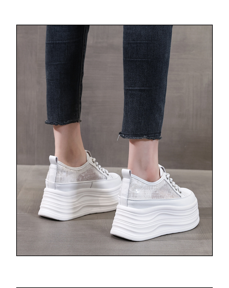 Giày sneaker nữ đế dày lót lưới thoáng khí phối sequin trắng dễ phối đồ — Màu đen chi tiết 16