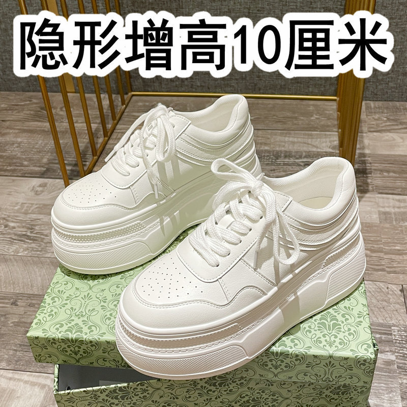 10cm Inner Height-Increasing White Shoes for Women 2025 New Popular Spring and Summer Thick-Soled Height-Increasing Shoes Versatile Sneakers with a High-Bottom Feel