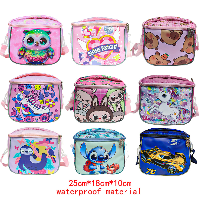 Cross-border in stock Children's Cartoon Insulation Bag Unicorn Insulation Bag Travel Crossbody Bag Dinosaur Insulation Bag