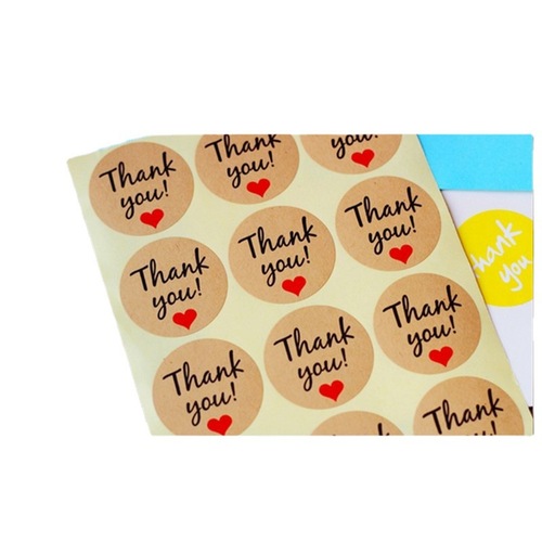 Baked takeout packaging self-adhesive Thank you thank you red love kraft paper label sealing sticker