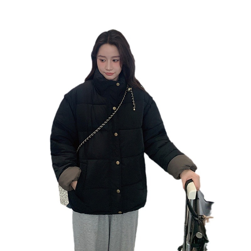 Disparar real 2024 invierno nuevo estilo de moda de algodón popular en línea corta mujer versátil ropa de pan ropa de algodón estudiantil gruesa