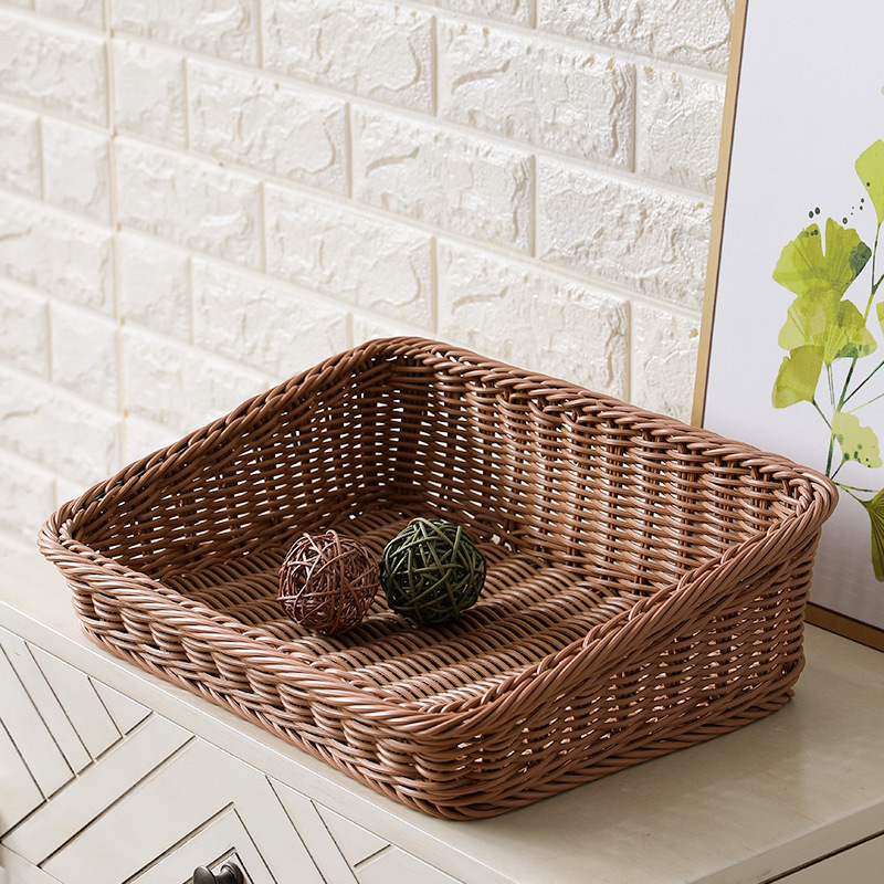 Imitation rattan snack storage basket, fruit basket, inclined bread basket, supermarket display basket, trapezoidal magazine tray