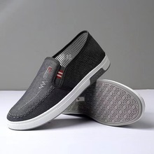 一件代发新款男学生鞋一脚蹬牛仔帆布老北京布鞋时尚休闲 懒 人鞋